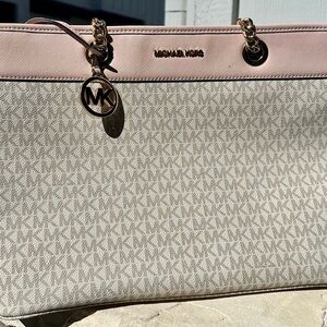 Michael Kors Pink and Cream Tote Bag